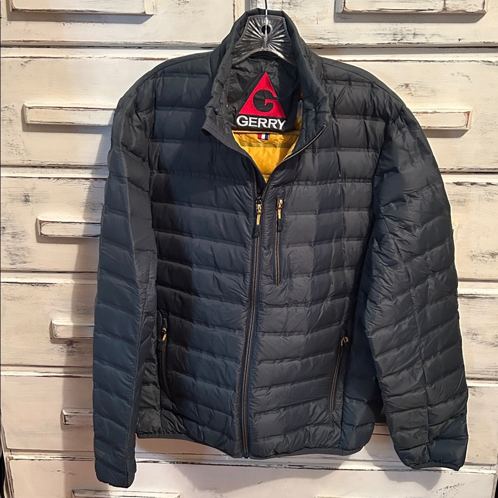 Gerry Dark Green w Yellow accents light weight Puffer Jacket Mens M NWOT